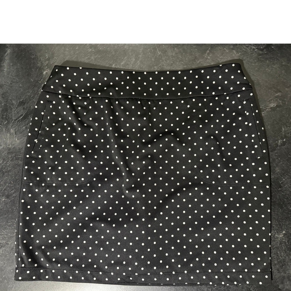 Zenergy Golf by Chicos Black White Polka Dot Skort Womens Size 1 Medium Sporty